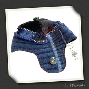 FACE II FACE Recycled Material Patches Beanie with Ear Flaps